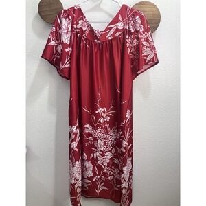 VTG Metropolitan Muumuu Red White Floral XL Hawaiiana Resort Grandmacore